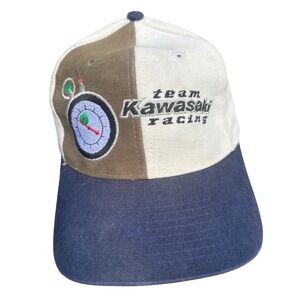 Vintage Team Kawasaki Racing Hat Head To Toe Colorblock Embroidered Strap back